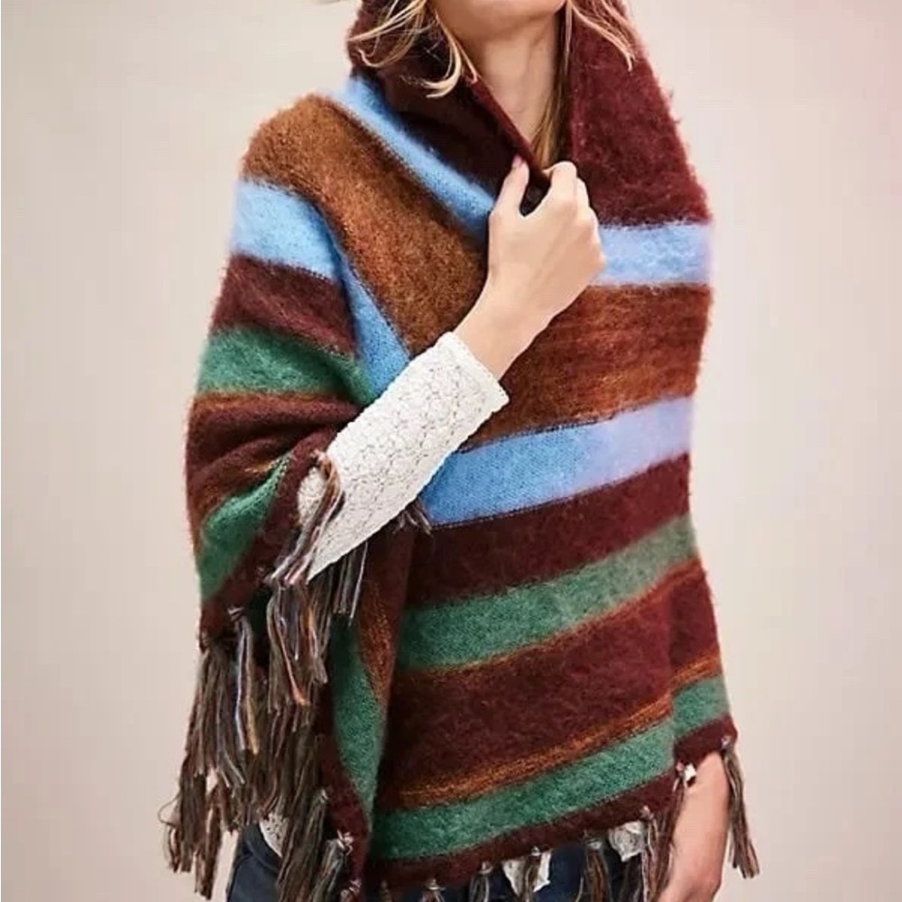 Free People Multicolor Striped Poncho